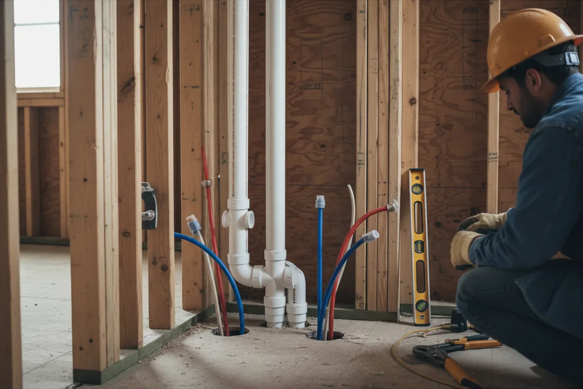 Drain and supply rough-in during Garbage Disposal Repair in Husser